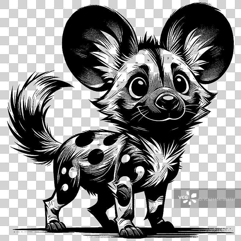 非洲野狗幼崽的版画图片素材