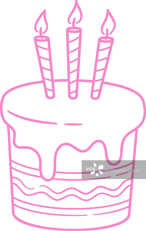 三根蜡烛的生日蛋糕甜点图片素材