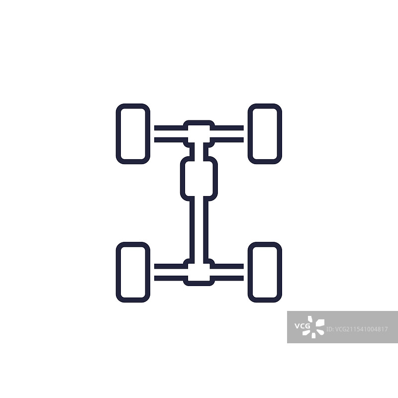 四轮驱动汽车底盘图标线条图片素材