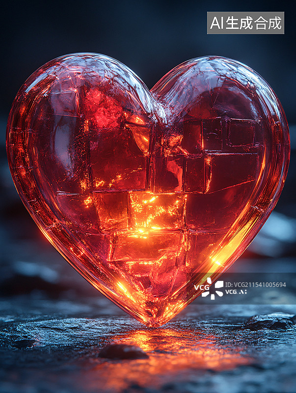 【AI数字艺术】一颗炙热的红心图片素材