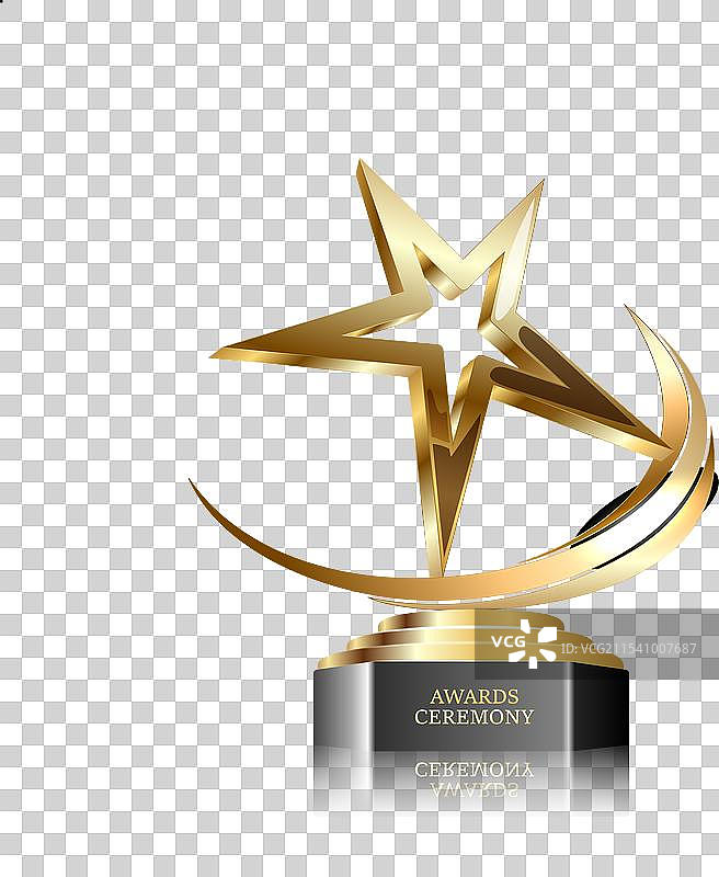 逼真的金色星形奖杯图片素材