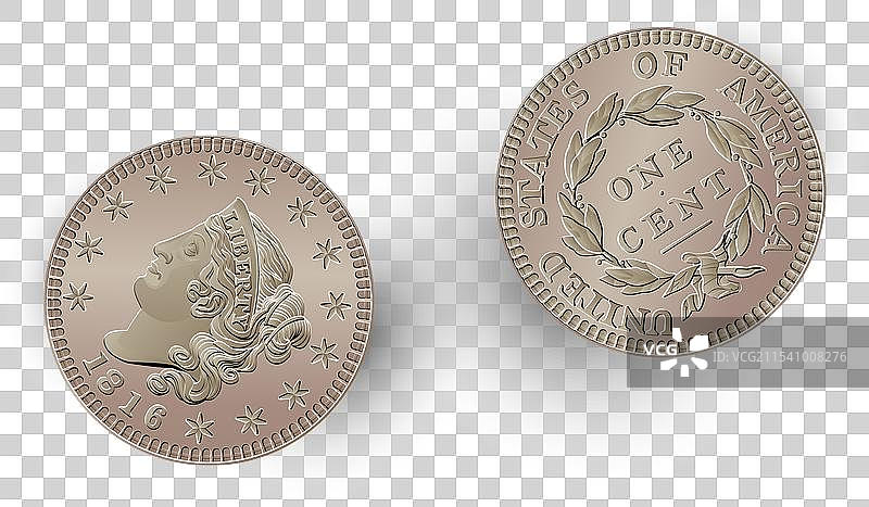 美国一美分硬币 1816-1839年图片素材