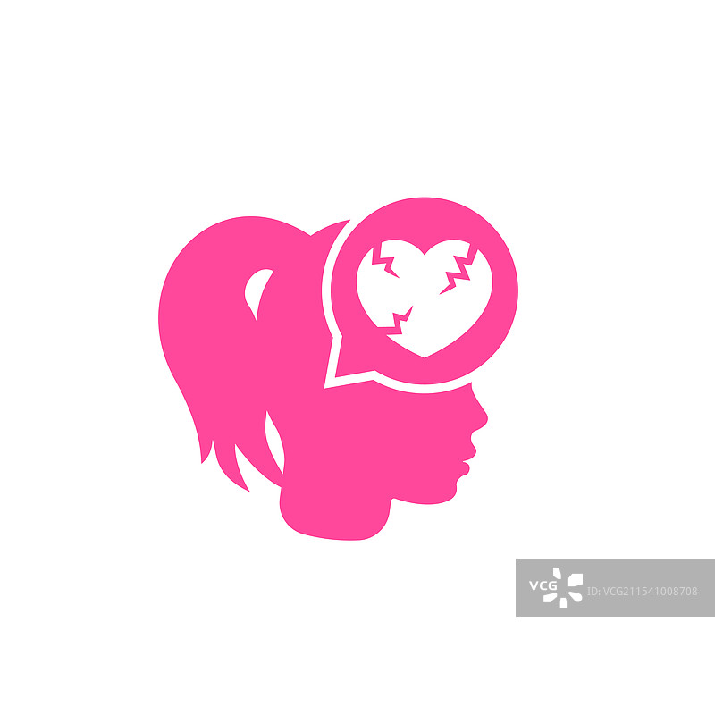 心碎图标的女孩图片素材