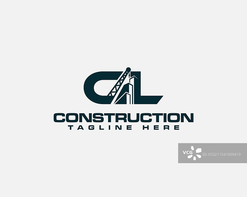 建筑公司标志中的“CL”字母与起重机图片素材