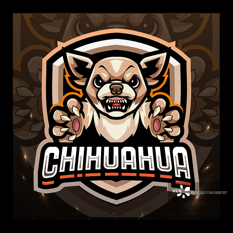 吉娃娃狗电子竞技吉祥物logo设计图片素材