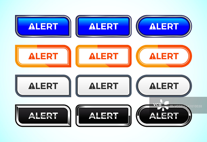 不同形状和颜色的警报按钮集合图片素材