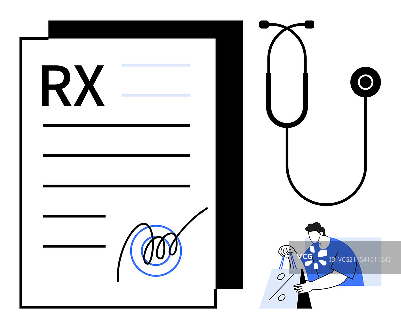 带有听诊器的医疗处方图片素材