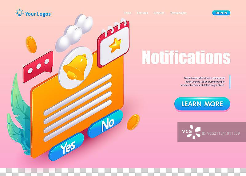 3D等距卡通电子邮件营销在线图片素材