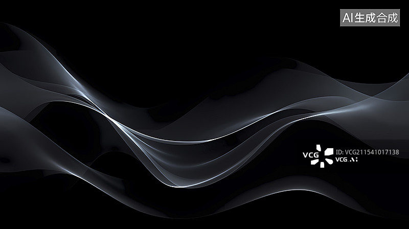 【AI数字艺术】数码科技黑色曲线波浪插画海报背景图片素材