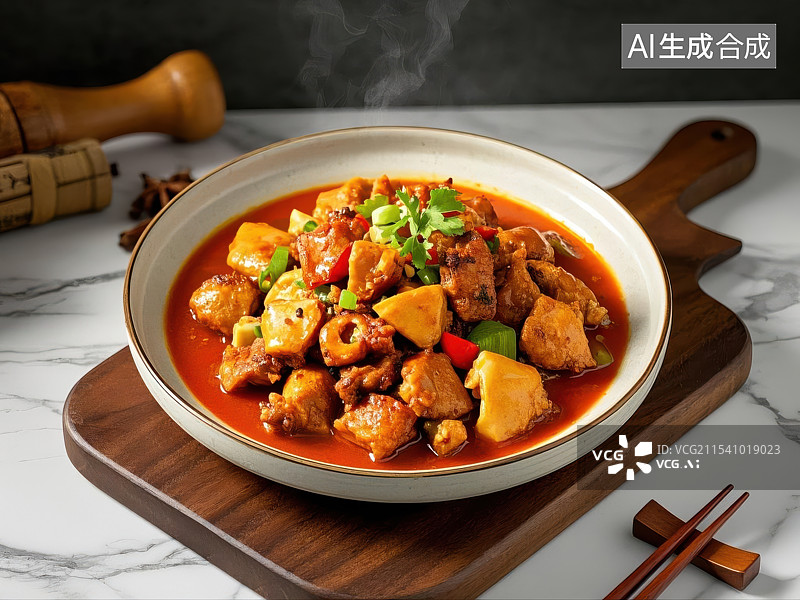 【AI数字艺术】色香味俱全的新疆大盘鸡图片素材