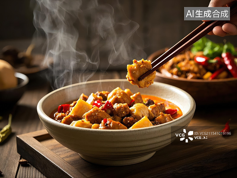 【AI数字艺术】色香味俱全的新疆大盘鸡图片素材