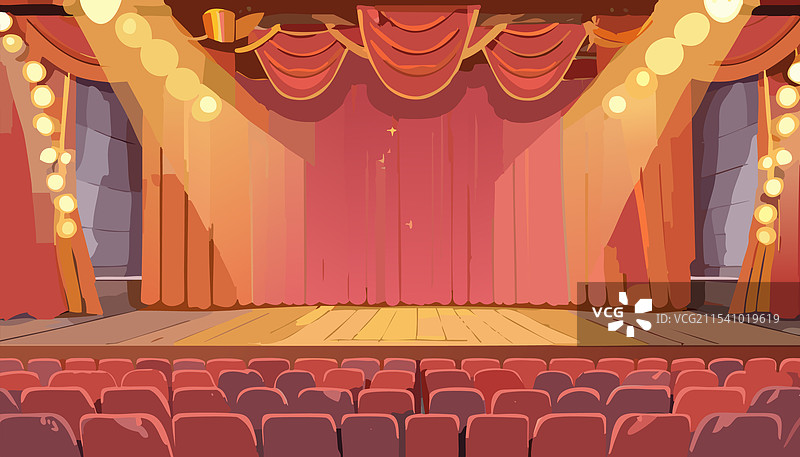 一个有红色幕布和聚光灯的电影院舞台图片素材