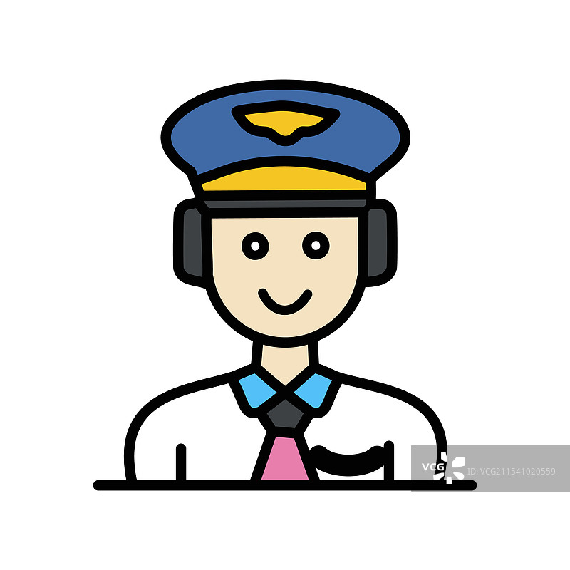 飞行员头像角色图标设计，完全可编辑图片素材