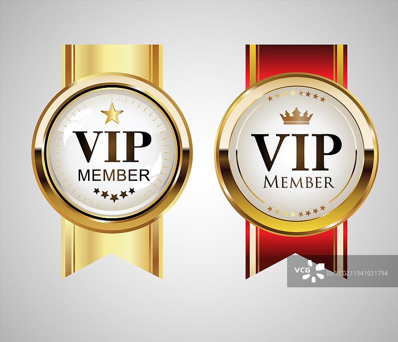 白色背景上的VIP高级会员金色徽章图片素材