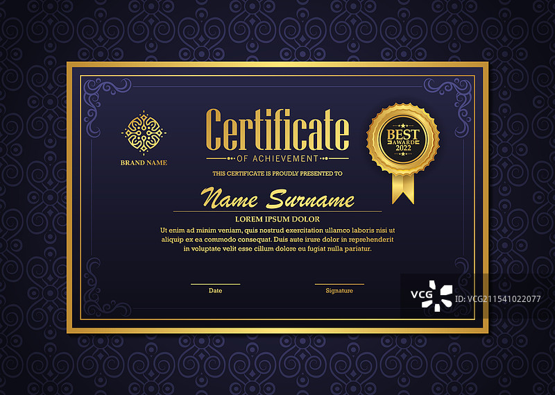 优雅的紫色成就证书奖项图片素材