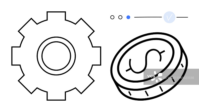 象征金融的齿轮和硬币图片素材
