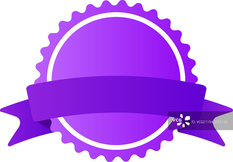 紫色空白奖章，带有丝带横幅图片素材