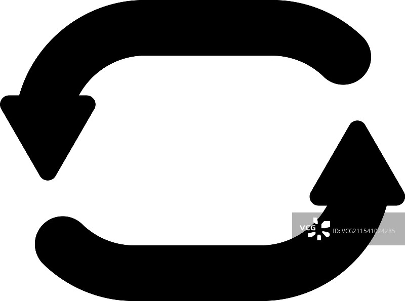 两个弯曲的黑色箭头在圆形中旋转图片素材