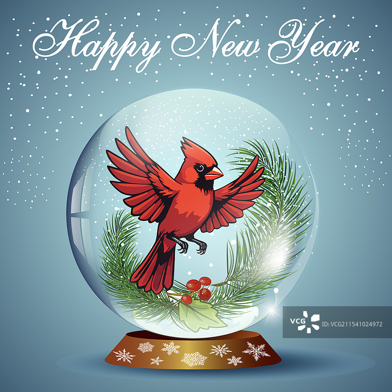 玻璃球中的红雀图片素材