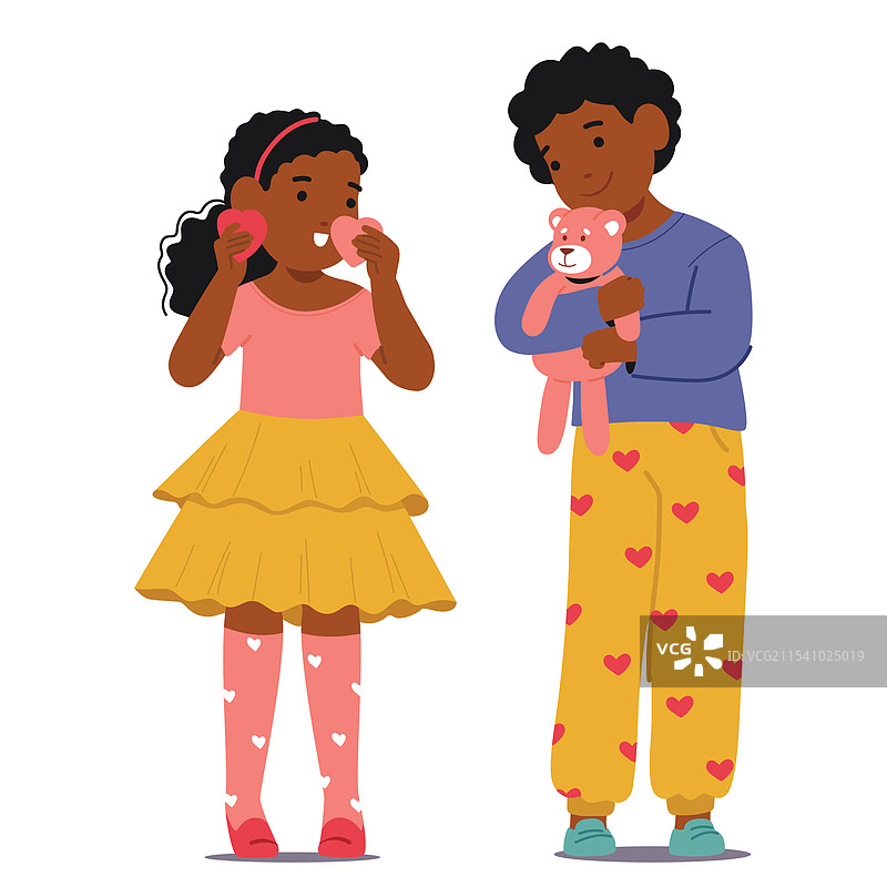 可爱的男孩和女孩卡通角色图片素材