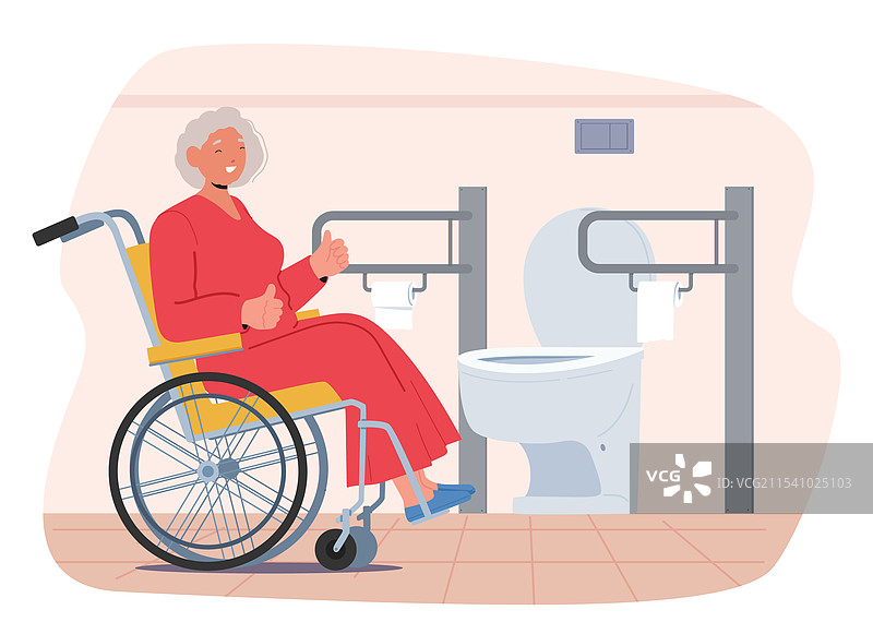 坐在轮椅上的老年女性卡通角色图片素材