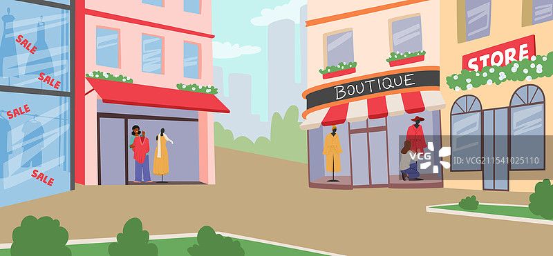 城市街道上的精品零售店图片素材