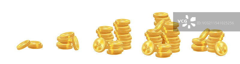 逼真的金币堆叠金钱图片素材