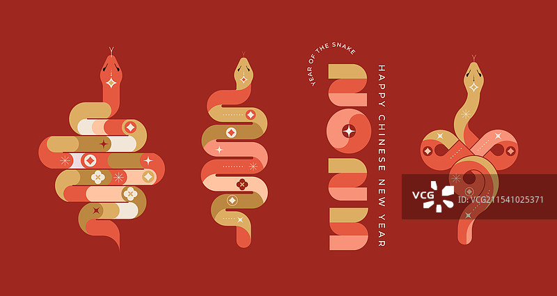 2025年中国新年，蛇年，红蛇图片素材