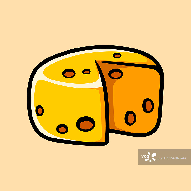 大圆形奶酪，孤立的彩色线条画图片素材