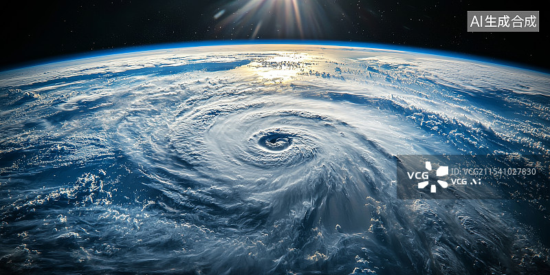 【AI数字艺术】地球飓风特写，气象卫星视角图片素材