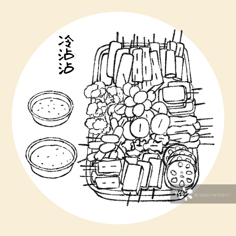 国风四川绵阳美食插画-冷沾沾图片素材