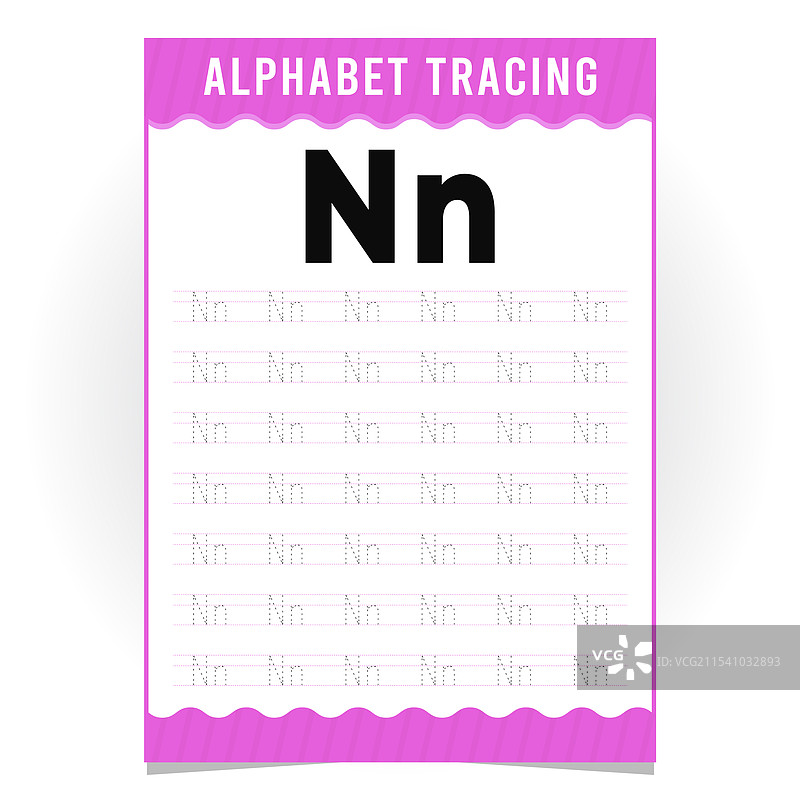 字母N学习ABC英语闪卡可打印图片素材