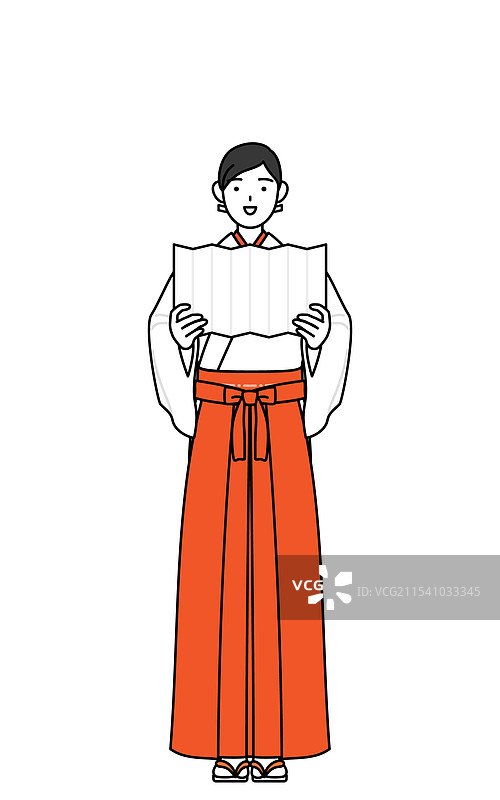 神社的巫女穿着白色小袖衣图片素材