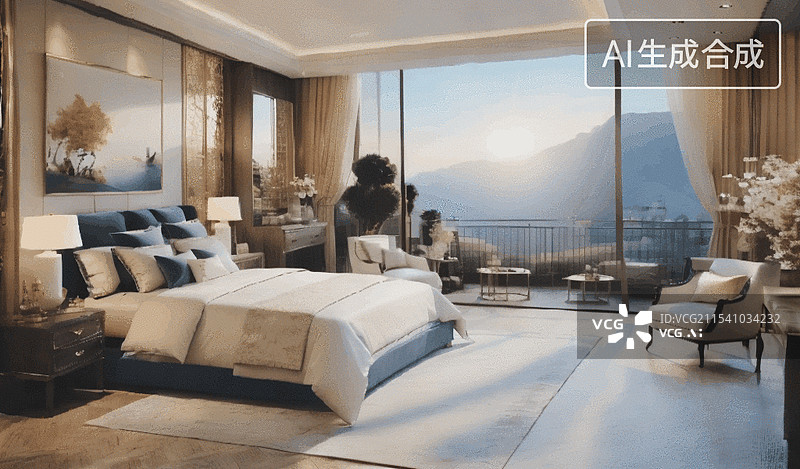 【AI数字艺术】豪华卧室图片素材