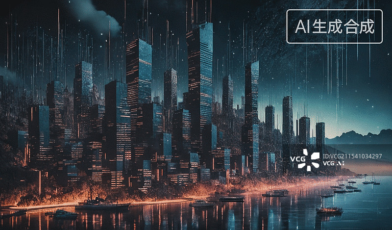 【AI数字艺术】未来都市夜景图片素材