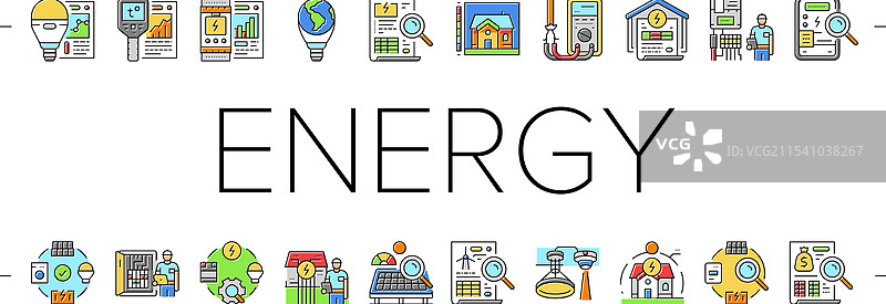 energy audit electricity building icons set图片素材