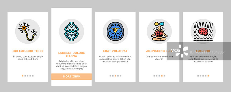 神经科学脑神经学入门图标集图片素材