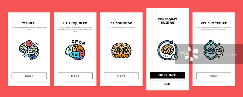 神经科学脑神经学入门图标集图片素材
