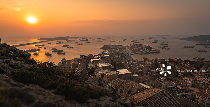 温岭小箬村日落图片素材