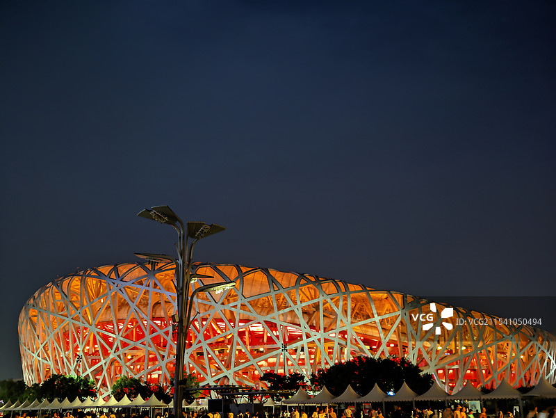 北京鸟巢夜景图片素材