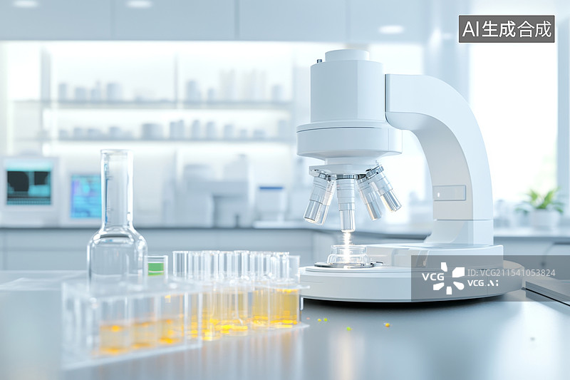 【AI数字艺术】生物制药科技实验室试剂滴液图片素材