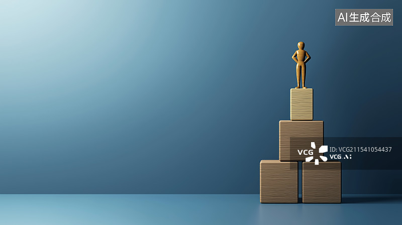 【AI数字艺术】站在积木塔上的小人图片素材