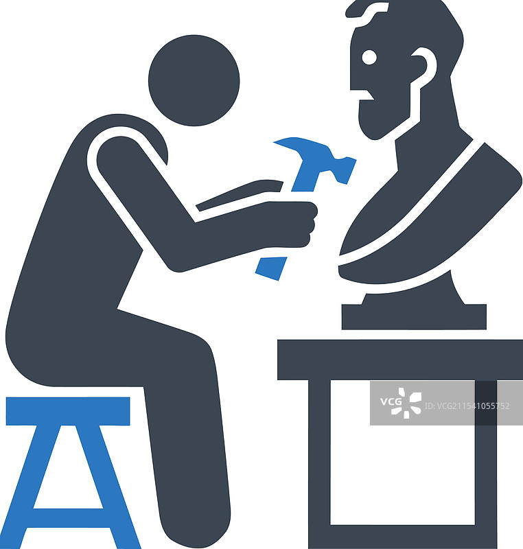 坐着的雕塑家图标图片素材
