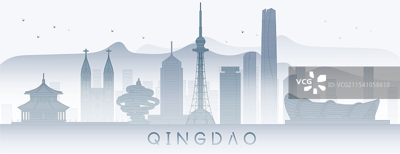 山东青岛建筑地标插画图片素材