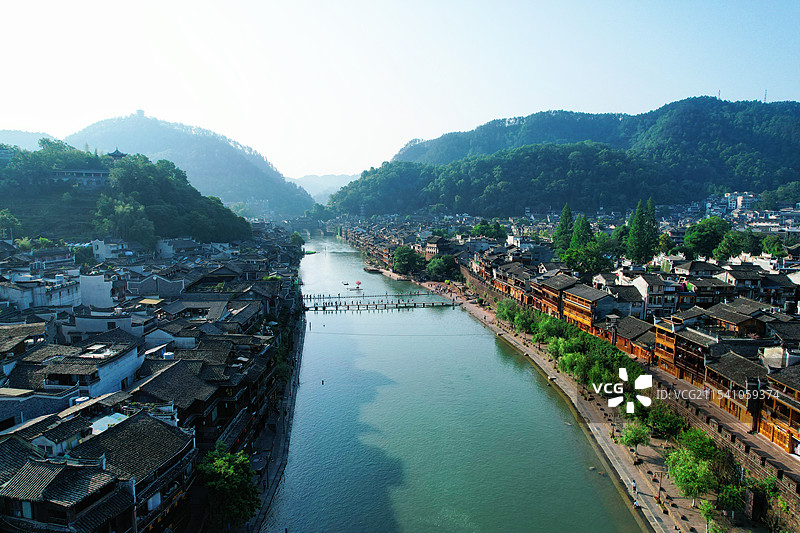 凤凰古城航拍图片素材