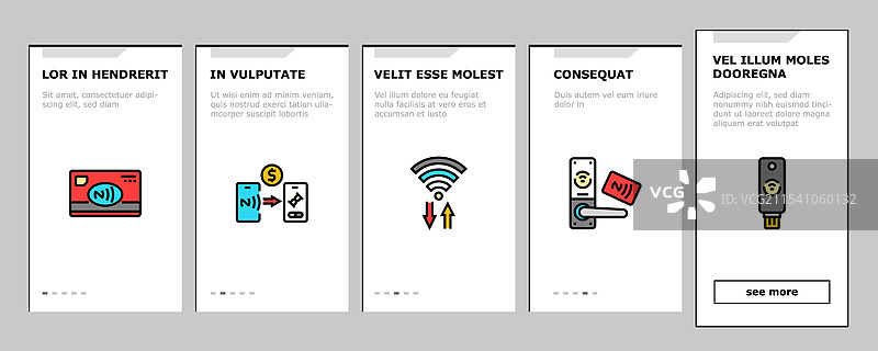 NFC技术非接触式入职图标集图片素材