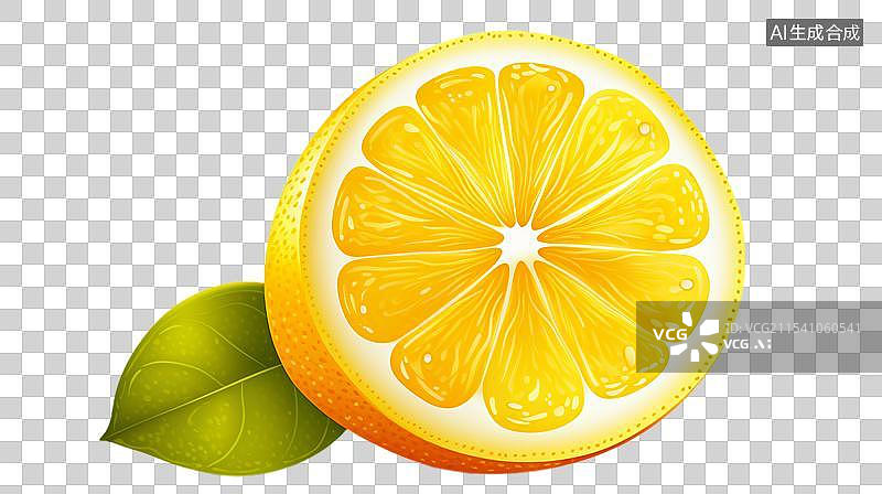 【AI数字艺术】新鲜的切片柠檬特写 插画图片素材