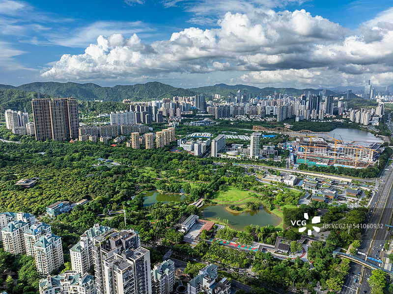 广东省深圳市福田区香蜜公园航拍图片素材