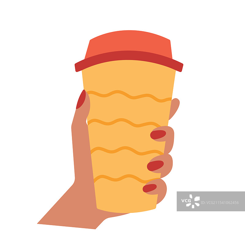 女人手中的平底咖啡杯图片素材