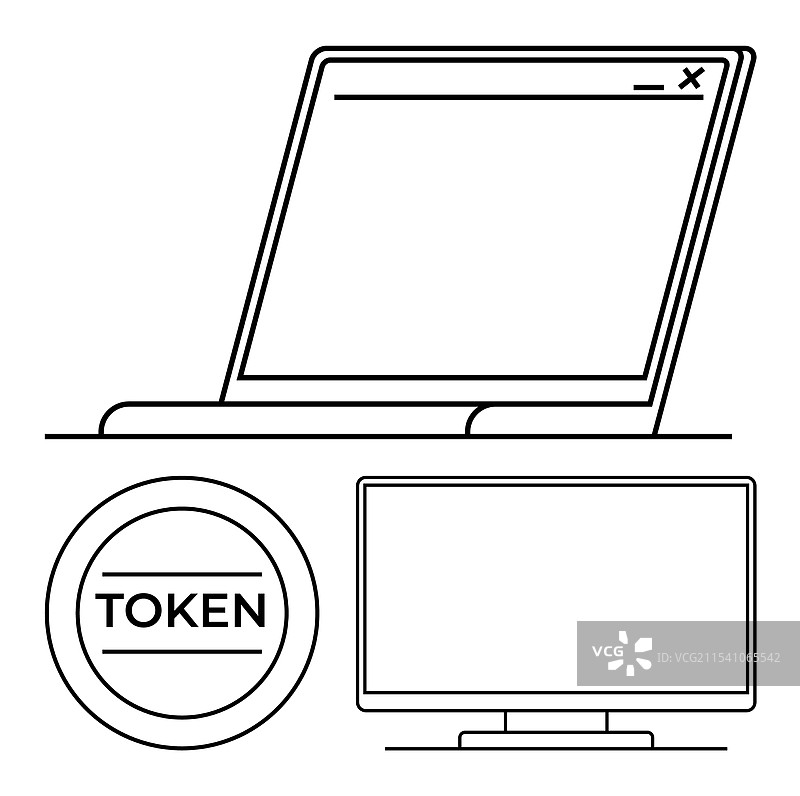带有笔记本电脑令牌的数字安全元素图片素材